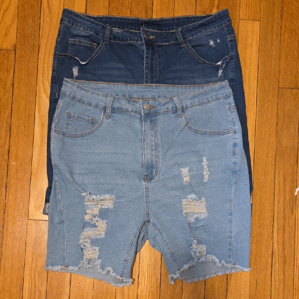 Plus Size Distressed Stretch Shorts Size 2X Lot Of 2 Pair